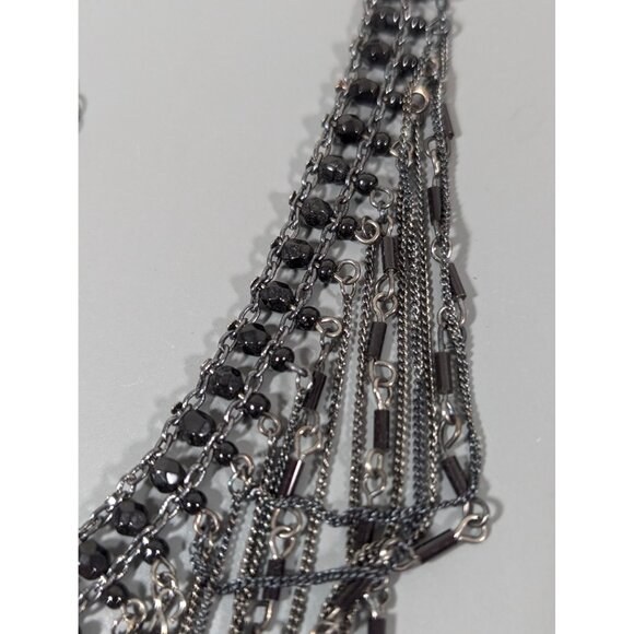 Lia Sophia Dark Magic Necklace Black Glass Bead Drape Chain Gothic Choker 17" - Picture 4 of 7
